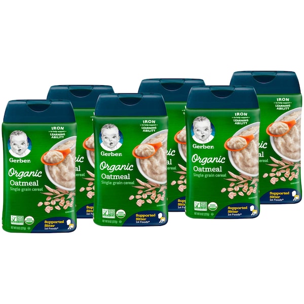 Gerber Organic Whole Grain Oatmeal Cereal 8 oz., PK6